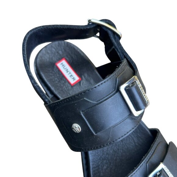 Hunter Black Double Buckle Platform Sandals Size 39 US 8 - Picture 5 of 10